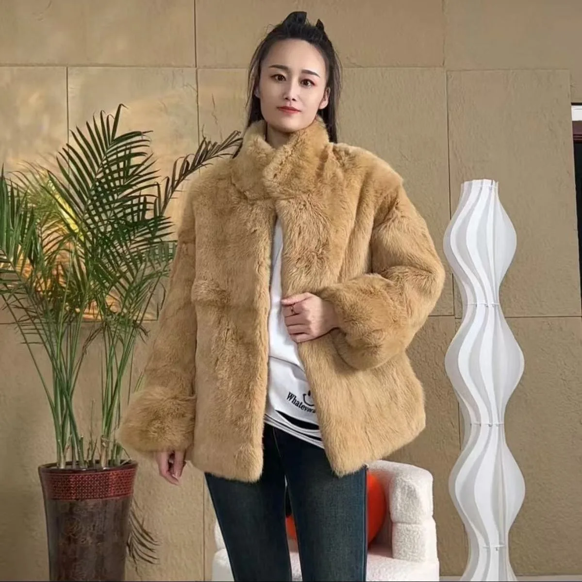 Fancy Rani Natural Fur Coat Women Winter Jacket Real Leather And Fur Bolero Women's Clothing Female Outerwears With 2024 Black