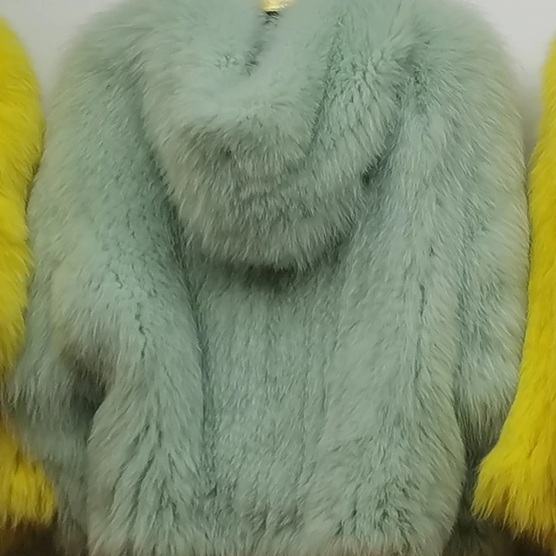 Real Fox Fur Woven Hooded Jacket for Women, Made of High-Quality Fox Fur, Thick Jacket, Warm Clothes with Lining Inside