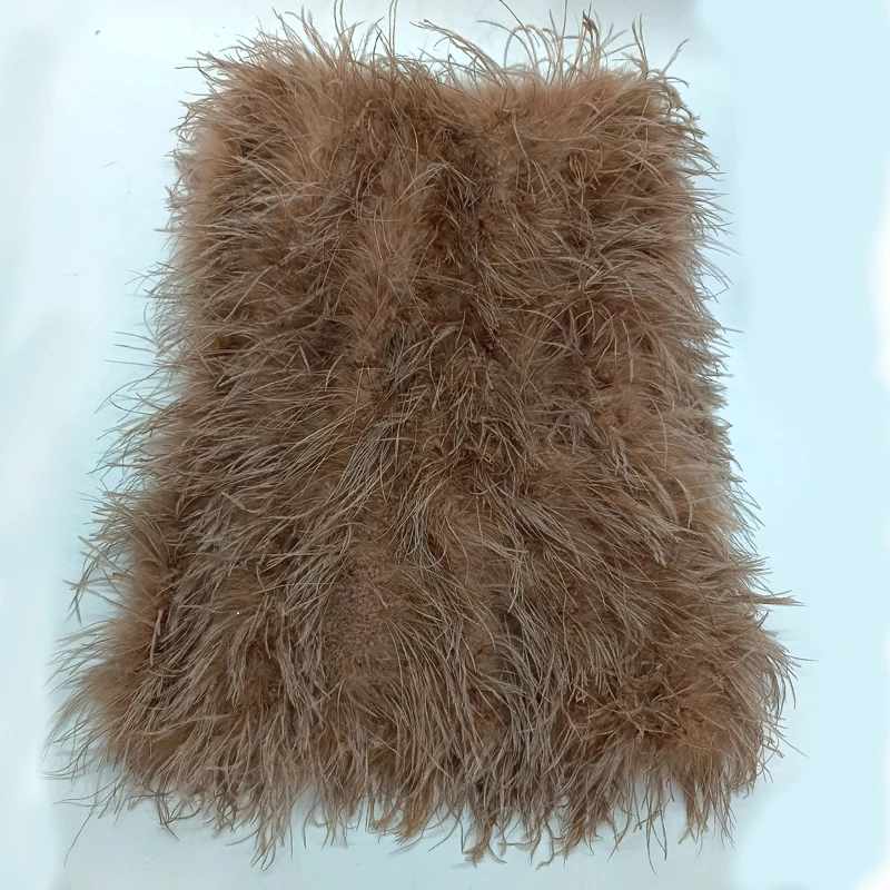 100% Natural Ostrich Hair Skirt Length 62 Cm Women's Fur Coat Real Ostrich Fur Dress Bra One Line Skirt Customizable