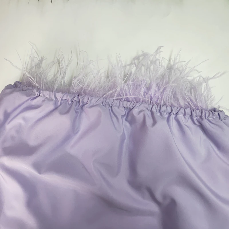 100% Natural Ostrich Hair Skirt Length 62 Cm Women's Fur Coat Real Ostrich Fur Dress Bra One Line Skirt Customizable