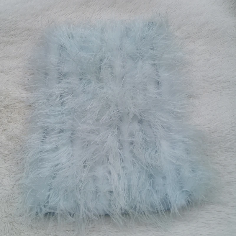 100% Natural Ostrich Hair Skirt Length 62 Cm Women's Fur Coat Real Ostrich Fur Dress Bra One Line Skirt Customizable