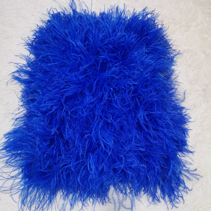 100% Natural Ostrich Hair Skirt Length 62 Cm Women's Fur Coat Real Ostrich Fur Dress Bra One Line Skirt Customizable