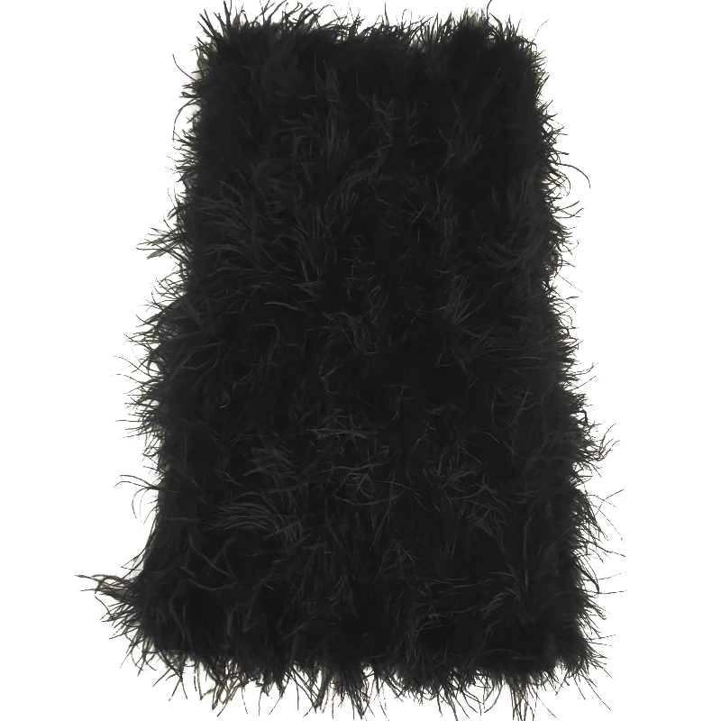 100% Natural Ostrich Hair Skirt Length 62 Cm Women's Fur Coat Real Ostrich Fur Dress Bra One Line Skirt Customizable