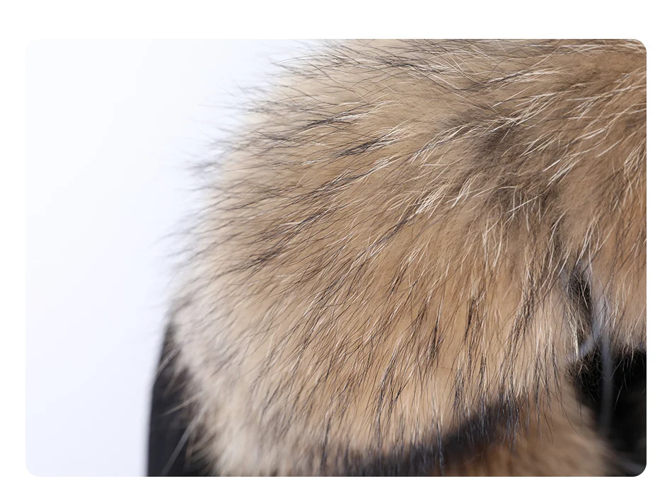 MAOMAOKONG Winter Women's Winter Real Fox Fur Black Parka Jacket Slim Fit With Big Natural Raccoon Placket Fur Collar Short Coat