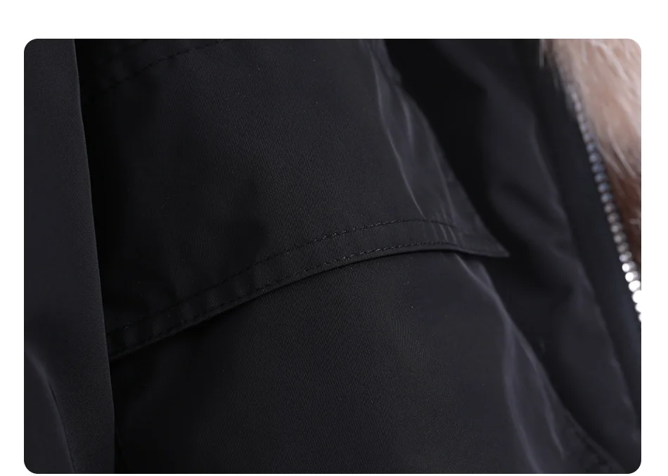 MAOMAOKONG Winter Women's Winter Real Fox Fur Black Parka Jacket Slim Fit With Big Natural Raccoon Placket Fur Collar Short Coat