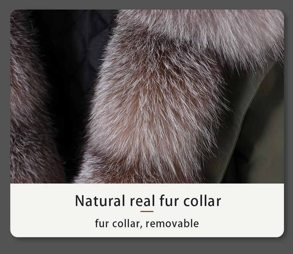 MAOMAOKONG Winter Women's Winter Real Fox Fur Black Parka Jacket Slim Fit With Big Natural Raccoon Placket Fur Collar Short Coat