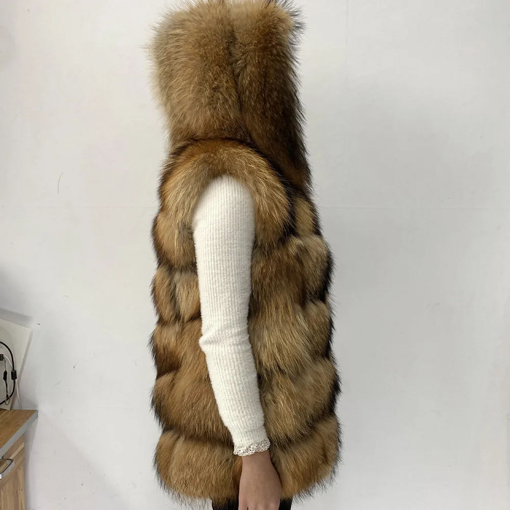 Real Fur Raccoon Vest Natural Fur Coat For Jacket Female Coats Vest Waistcoat Long Fur Coats Real Fur Coat Fox Vest Jacket