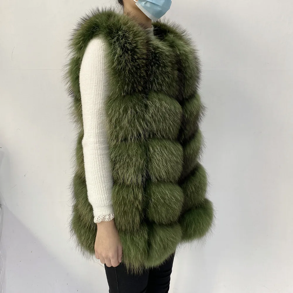 Real Fur Raccoon Vest Natural Fur Coat For Jacket Female Coats Vest Waistcoat Long Fur Coats Real Fur Coat Fox Vest Jacket
