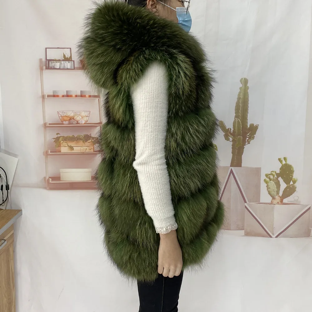 Real Fur Raccoon Vest Natural Fur Coat For Jacket Female Coats Vest Waistcoat Long Fur Coats Real Fur Coat Fox Vest Jacket