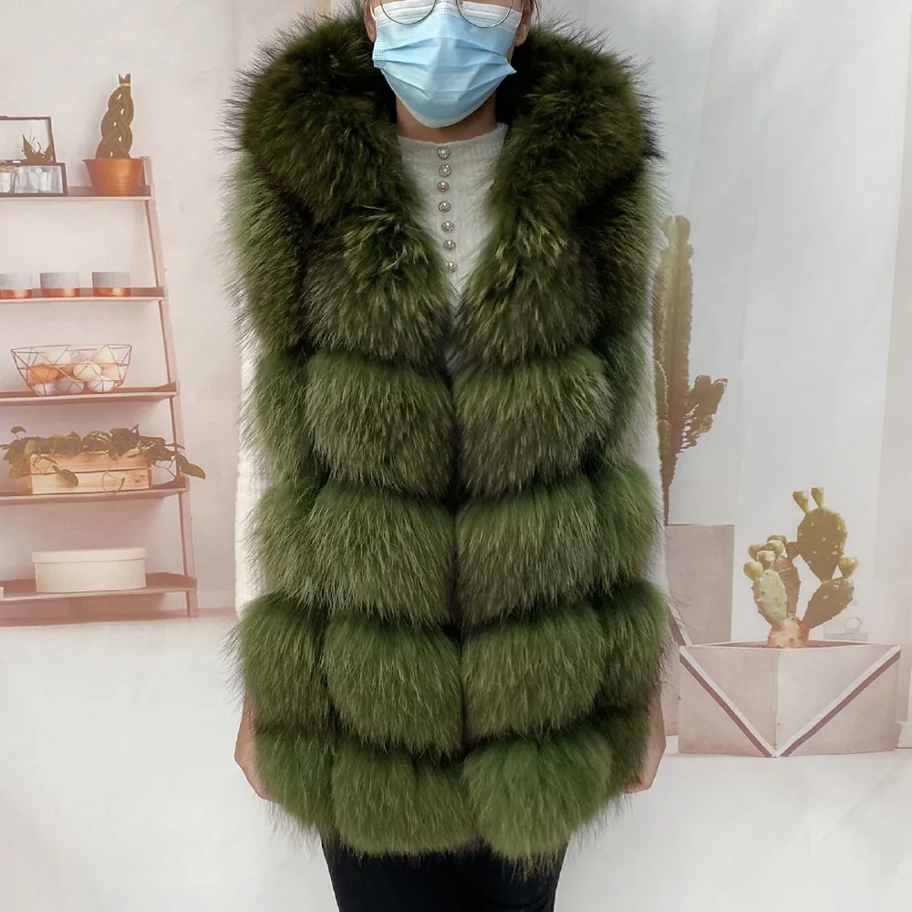 Real Fur Raccoon Vest Natural Fur Coat For Jacket Female Coats Vest Waistcoat Long Fur Coats Real Fur Coat Fox Vest Jacket