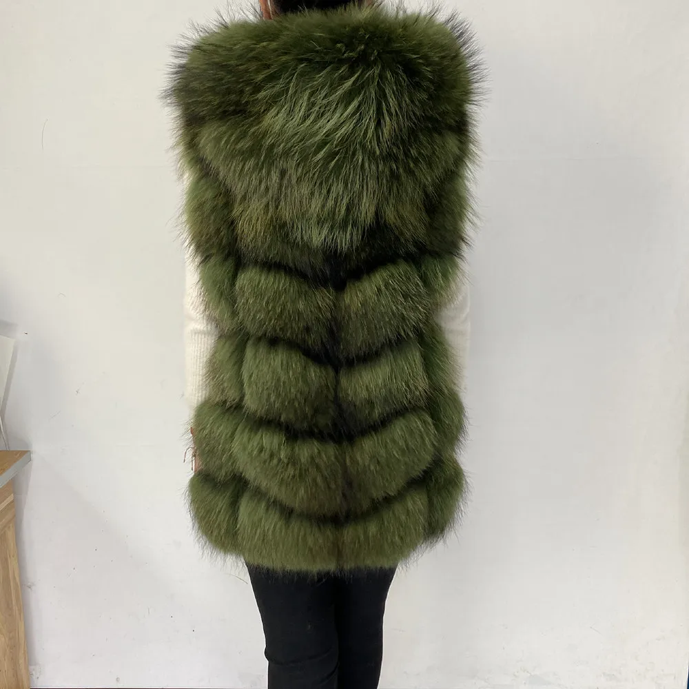 Real Fur Raccoon Vest Natural Fur Coat For Jacket Female Coats Vest Waistcoat Long Fur Coats Real Fur Coat Fox Vest Jacket