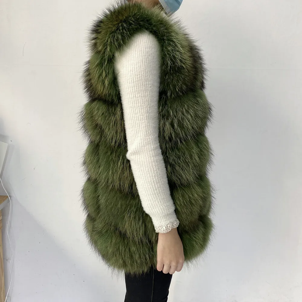 Real Fur Raccoon Vest Natural Fur Coat For Jacket Female Coats Vest Waistcoat Long Fur Coats Real Fur Coat Fox Vest Jacket