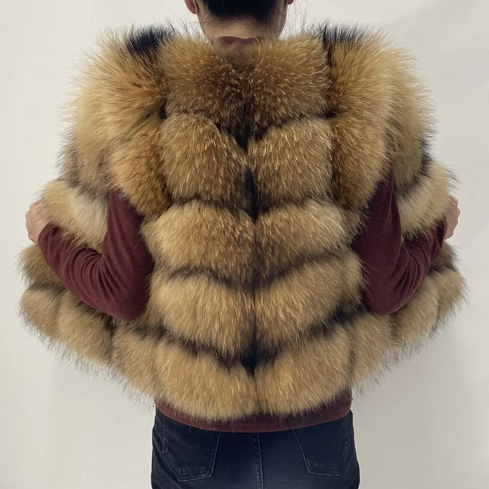 Real Fur Raccoon Vest Natural Fur Coat For Jacket Female Coats Vest Waistcoat Long Fur Coats Real Fur Coat Fox Vest Jacket