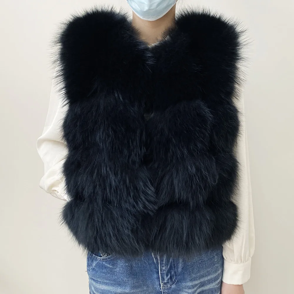Real Fur Raccoon Vest Natural Fur Coat For Jacket Female Coats Vest Waistcoat Long Fur Coats Real Fur Coat Fox Vest Jacket