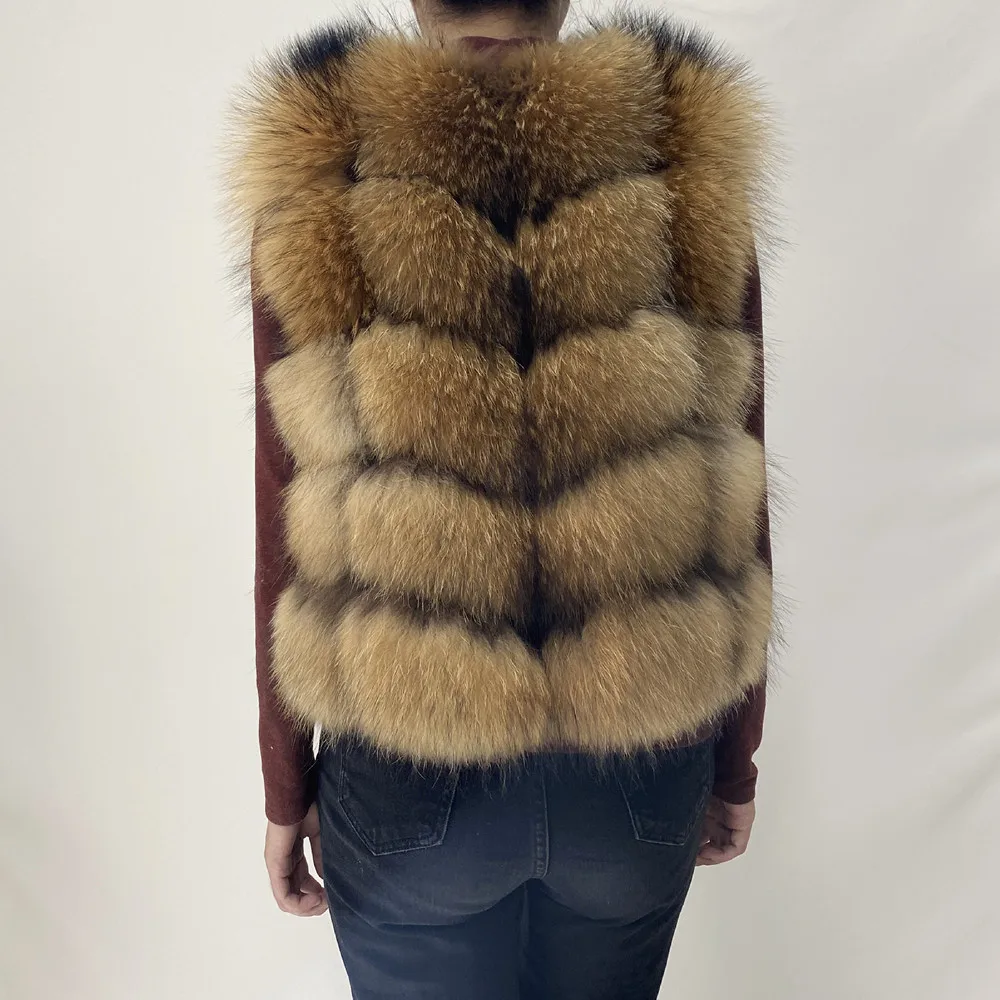 Real Fur Raccoon Vest Natural Fur Coat For Jacket Female Coats Vest Waistcoat Long Fur Coats Real Fur Coat Fox Vest Jacket
