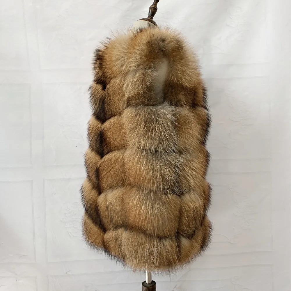 Real Fur Raccoon Vest Natural Fur Coat For Jacket Female Coats Vest Waistcoat Long Fur Coats Real Fur Coat Fox Vest Jacket