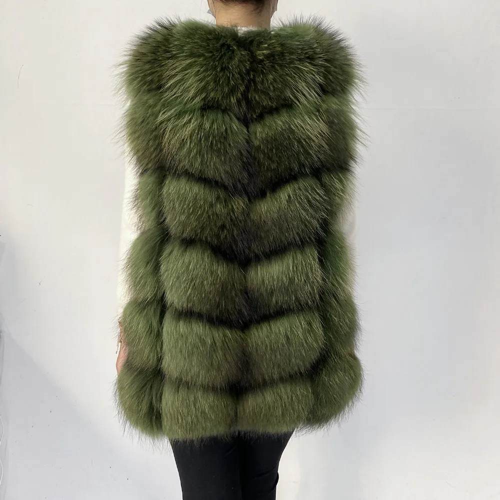 Real Fur Raccoon Vest Natural Fur Coat For Jacket Female Coats Vest Waistcoat Long Fur Coats Real Fur Coat Fox Vest Jacket
