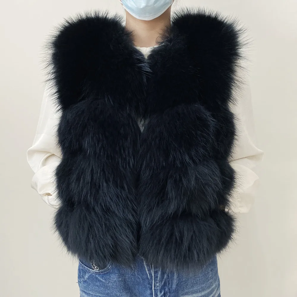 Real Fur Raccoon Vest Natural Fur Coat For Jacket Female Coats Vest Waistcoat Long Fur Coats Real Fur Coat Fox Vest Jacket