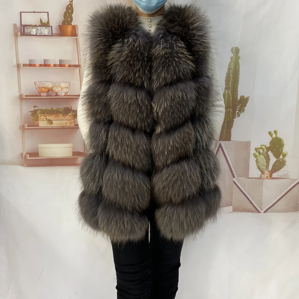 Real Fur Raccoon Vest Natural Fur Coat For Jacket Female Coats Vest Waistcoat Long Fur Coats Real Fur Coat Fox Vest Jacket