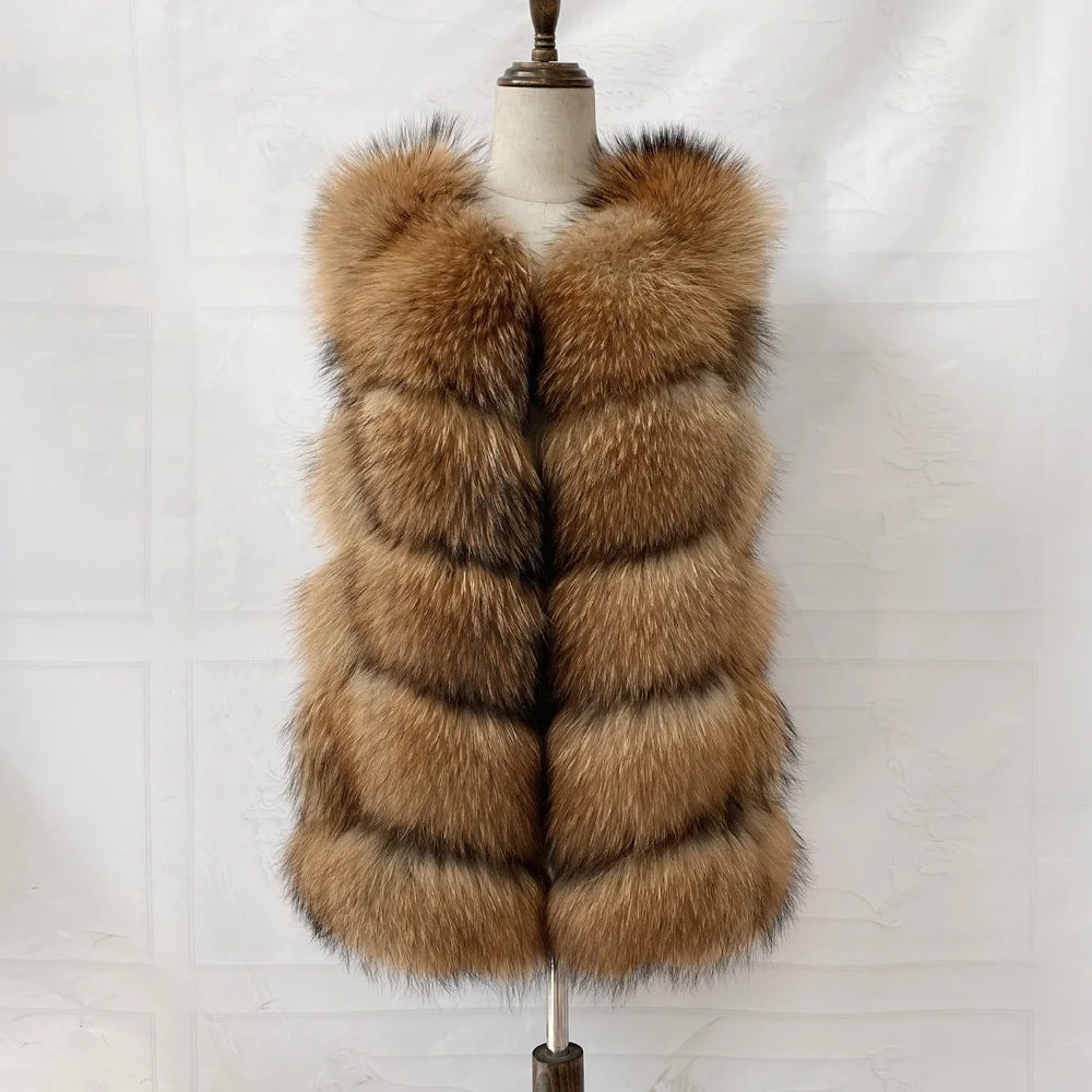 Real Fur Raccoon Vest Natural Fur Coat For Jacket Female Coats Vest Waistcoat Long Fur Coats Real Fur Coat Fox Vest Jacket