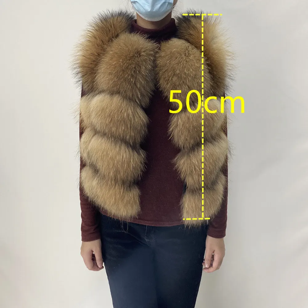 Real Fur Raccoon Vest Natural Fur Coat For Jacket Female Coats Vest Waistcoat Long Fur Coats Real Fur Coat Fox Vest Jacket