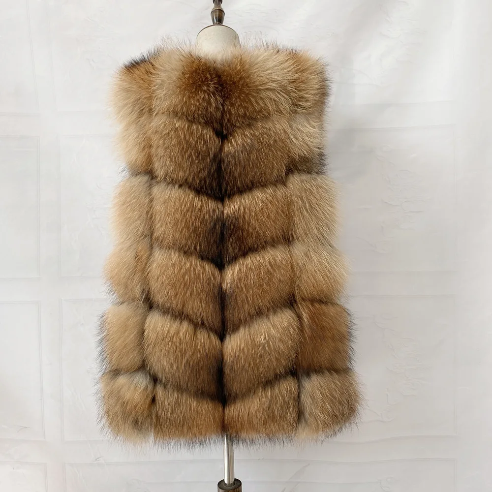 Real Fur Raccoon Vest Natural Fur Coat For Jacket Female Coats Vest Waistcoat Long Fur Coats Real Fur Coat Fox Vest Jacket