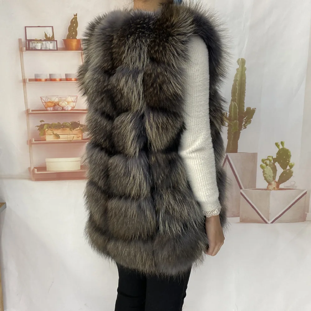 Real Fur Raccoon Vest Natural Fur Coat For Jacket Female Coats Vest Waistcoat Long Fur Coats Real Fur Coat Fox Vest Jacket