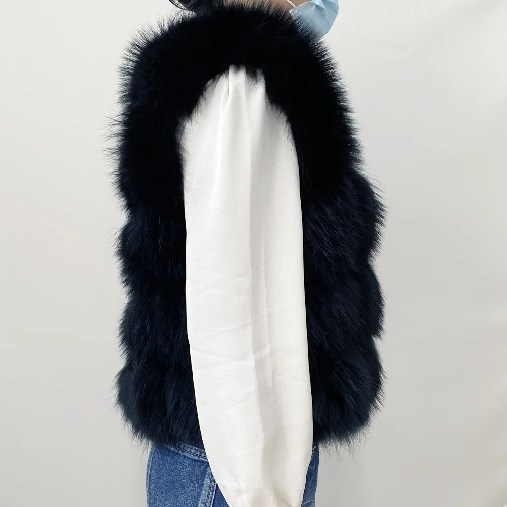 Real Fur Raccoon Vest Natural Fur Coat For Jacket Female Coats Vest Waistcoat Long Fur Coats Real Fur Coat Fox Vest Jacket
