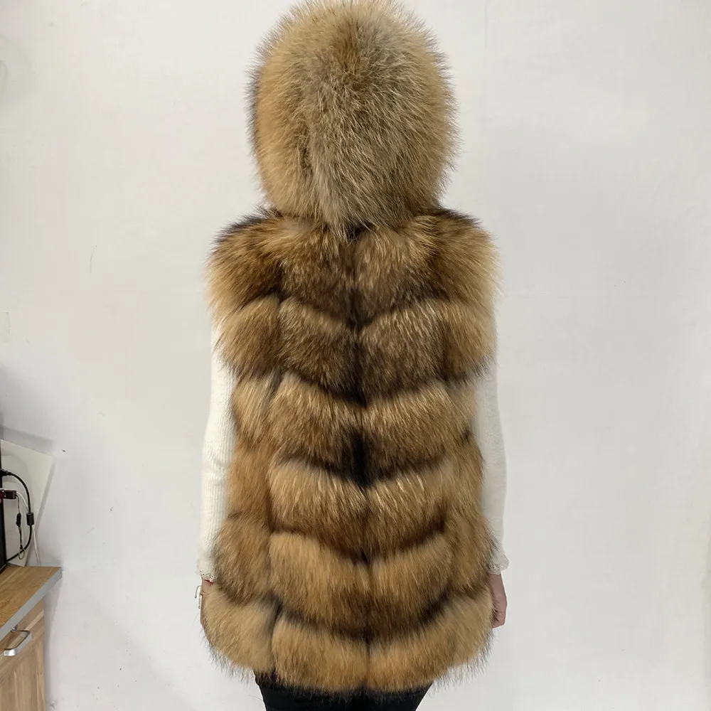 Real Fur Raccoon Vest Natural Fur Coat For Jacket Female Coats Vest Waistcoat Long Fur Coats Real Fur Coat Fox Vest Jacket