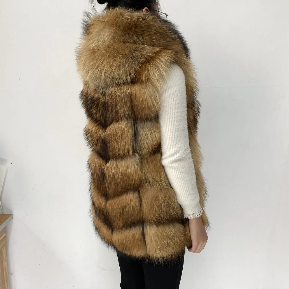 Real Fur Raccoon Vest Natural Fur Coat For Jacket Female Coats Vest Waistcoat Long Fur Coats Real Fur Coat Fox Vest Jacket
