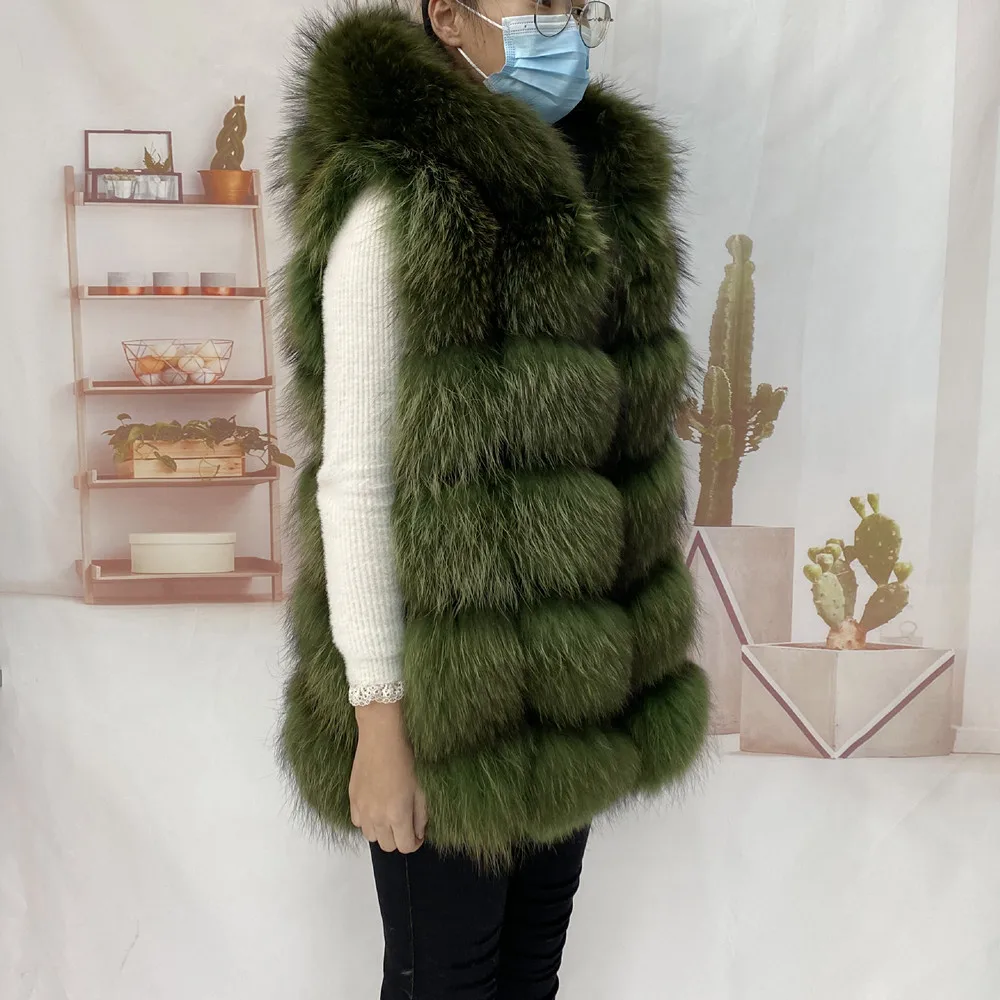 Real Fur Raccoon Vest Natural Fur Coat For Jacket Female Coats Vest Waistcoat Long Fur Coats Real Fur Coat Fox Vest Jacket