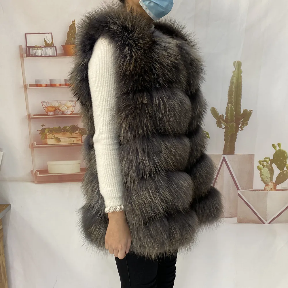 Real Fur Raccoon Vest Natural Fur Coat For Jacket Female Coats Vest Waistcoat Long Fur Coats Real Fur Coat Fox Vest Jacket
