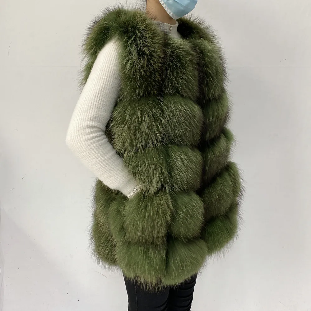 Real Fur Raccoon Vest Natural Fur Coat For Jacket Female Coats Vest Waistcoat Long Fur Coats Real Fur Coat Fox Vest Jacket