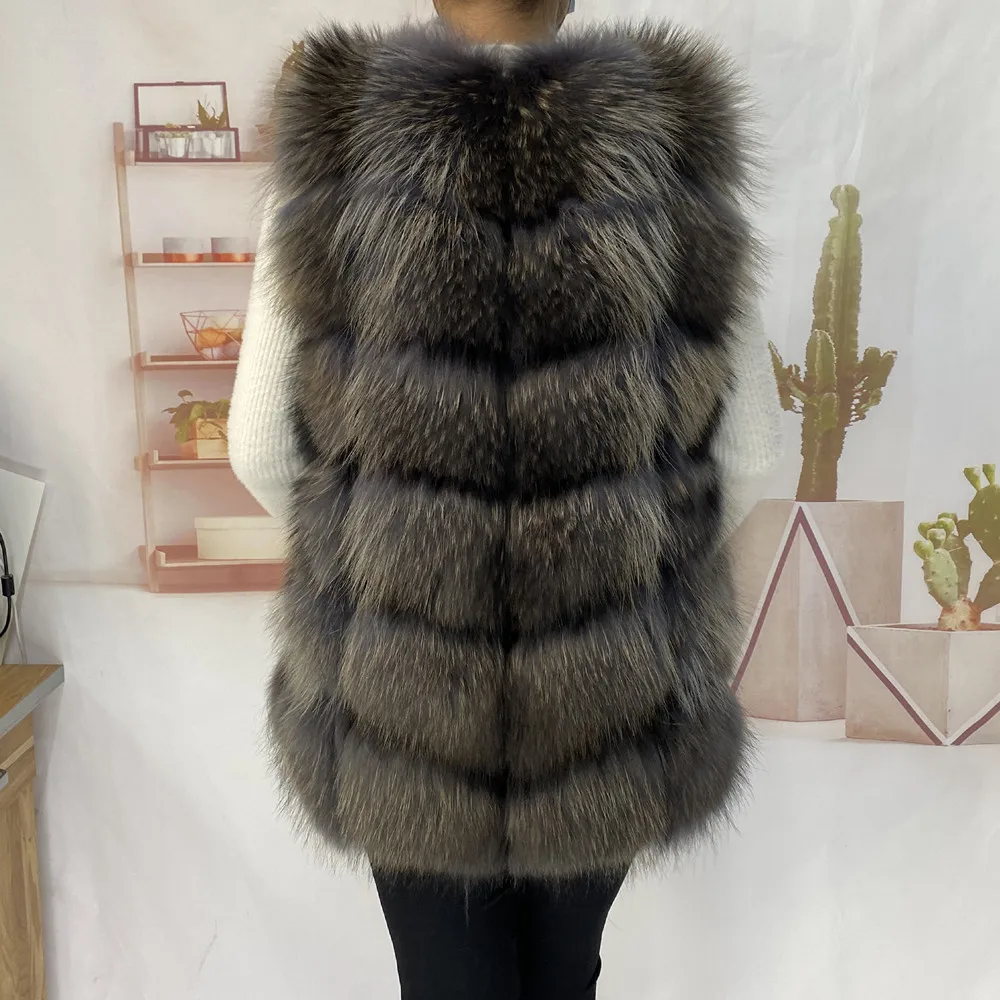 Real Fur Raccoon Vest Natural Fur Coat For Jacket Female Coats Vest Waistcoat Long Fur Coats Real Fur Coat Fox Vest Jacket