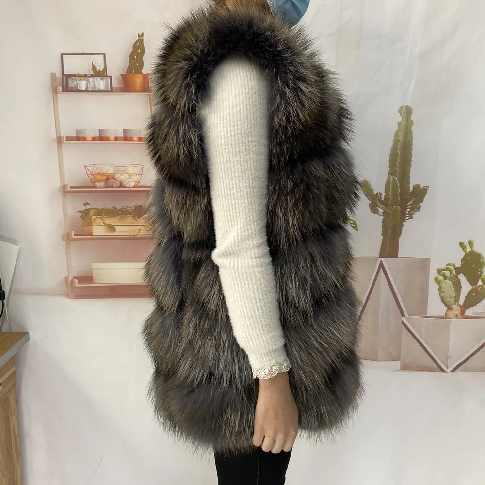 Real Fur Raccoon Vest Natural Fur Coat For Jacket Female Coats Vest Waistcoat Long Fur Coats Real Fur Coat Fox Vest Jacket