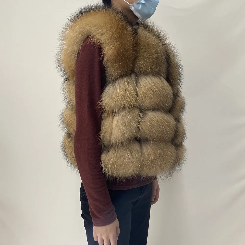 Real Fur Raccoon Vest Natural Fur Coat For Jacket Female Coats Vest Waistcoat Long Fur Coats Real Fur Coat Fox Vest Jacket