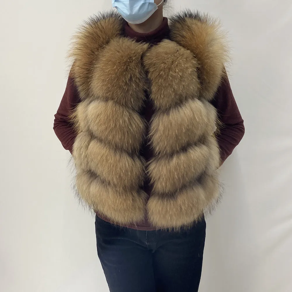 Real Fur Raccoon Vest Natural Fur Coat For Jacket Female Coats Vest Waistcoat Long Fur Coats Real Fur Coat Fox Vest Jacket