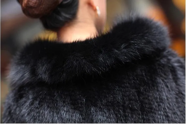 Autumn Winter Ladies' Genuine Knitted Mink Fur Shawls Fox Fur Collar Women Fur Pashmina Wraps Bridal Cape Coat Jacket