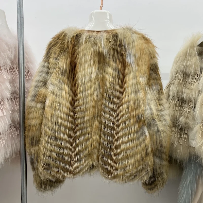 Winter Women Natural Real Red Fox Fur Strip Sewed Toghter With Genuine Leather Down Jackets Female Luxury Thick Warm Outerwear