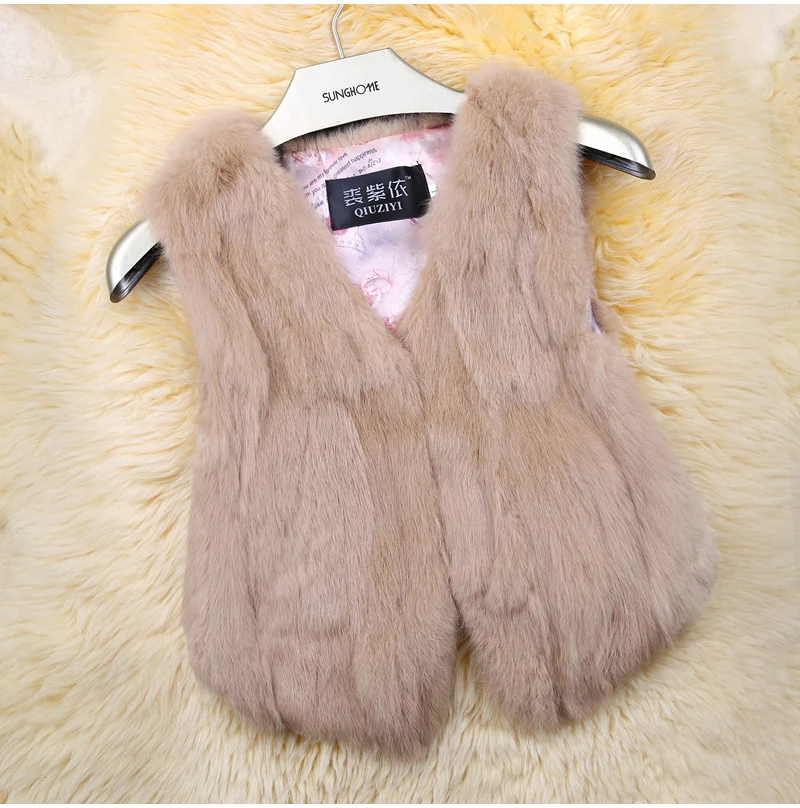 New Style Women Real Genuine Rabbit Fur Vest Fashion 100% Real Rabbit Fur Gilet Lady Real Rabbit Fur Short Sleeveless Coat