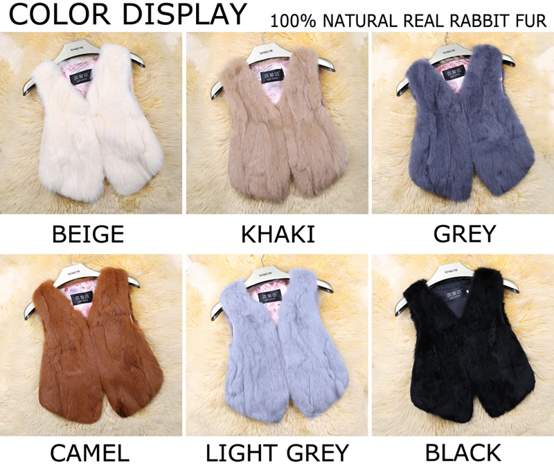 New Style Women Real Genuine Rabbit Fur Vest Fashion 100% Real Rabbit Fur Gilet Lady Real Rabbit Fur Short Sleeveless Coat
