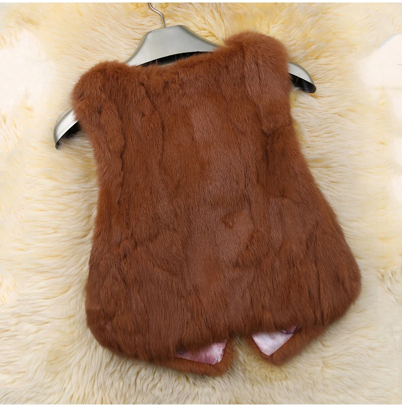 New Style Women Real Genuine Rabbit Fur Vest Fashion 100% Real Rabbit Fur Gilet Lady Real Rabbit Fur Short Sleeveless Coat