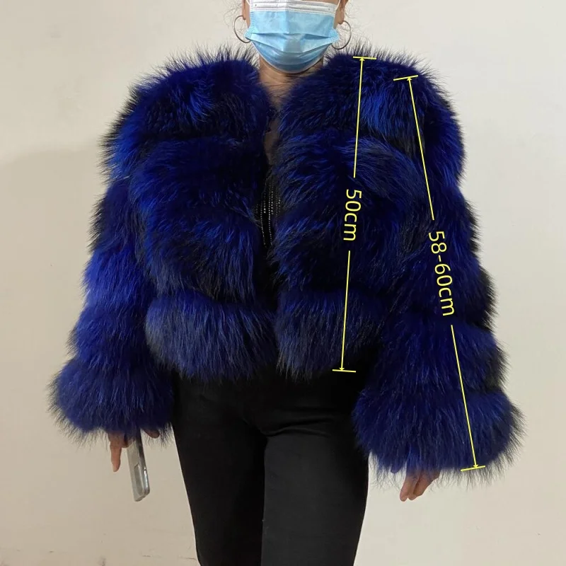 BEIZIRU Women's Real Raccoon Fur Coat Winter Long Sleeve Hooded Jacket with Turndown Collar Natural Luxury Thick Top