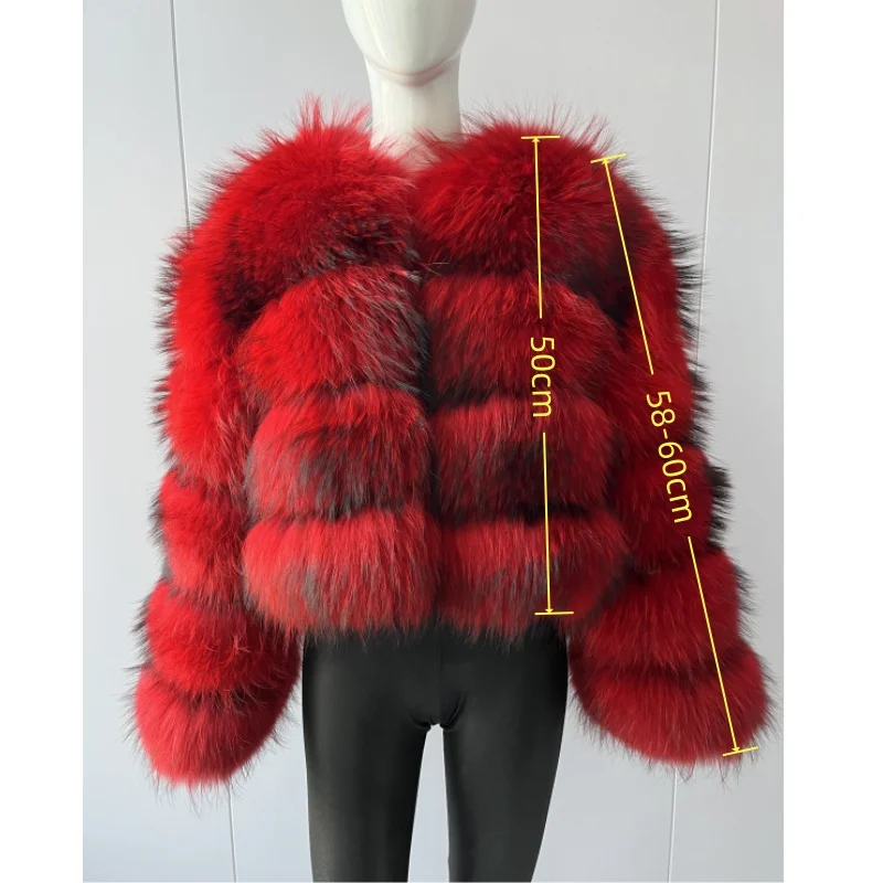 BEIZIRU Women's Real Raccoon Fur Coat Winter Long Sleeve Hooded Jacket with Turndown Collar Natural Luxury Thick Top
