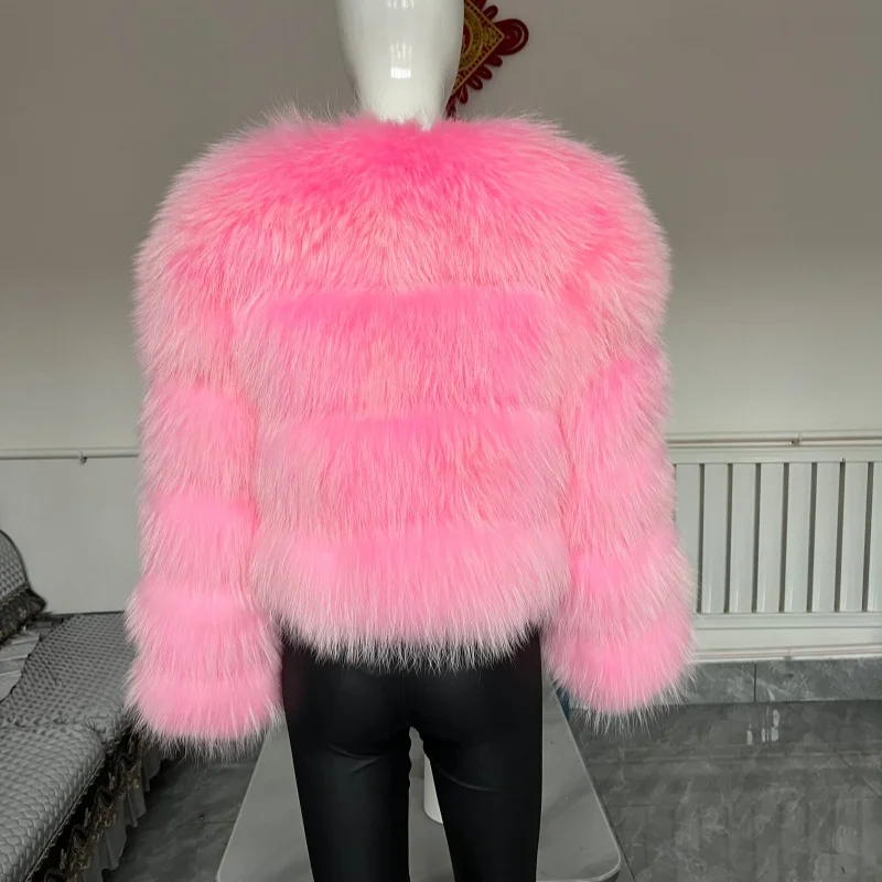 BEIZIRU Women's Real Raccoon Fur Coat Winter Long Sleeve Hooded Jacket with Turndown Collar Natural Luxury Thick Top