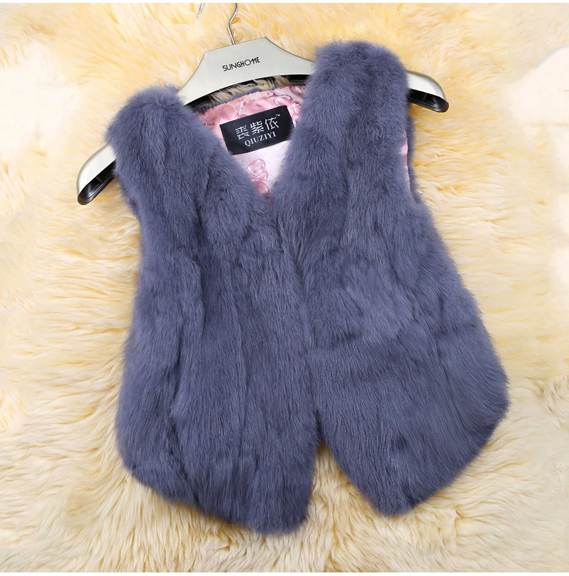 2026 Hot Sale Women Real Genuine Rabbit Fur Vest Fashion 100% Real Rabbit Fur Gilet Lady Real Rabbit Fur Short Sleeveless Coat