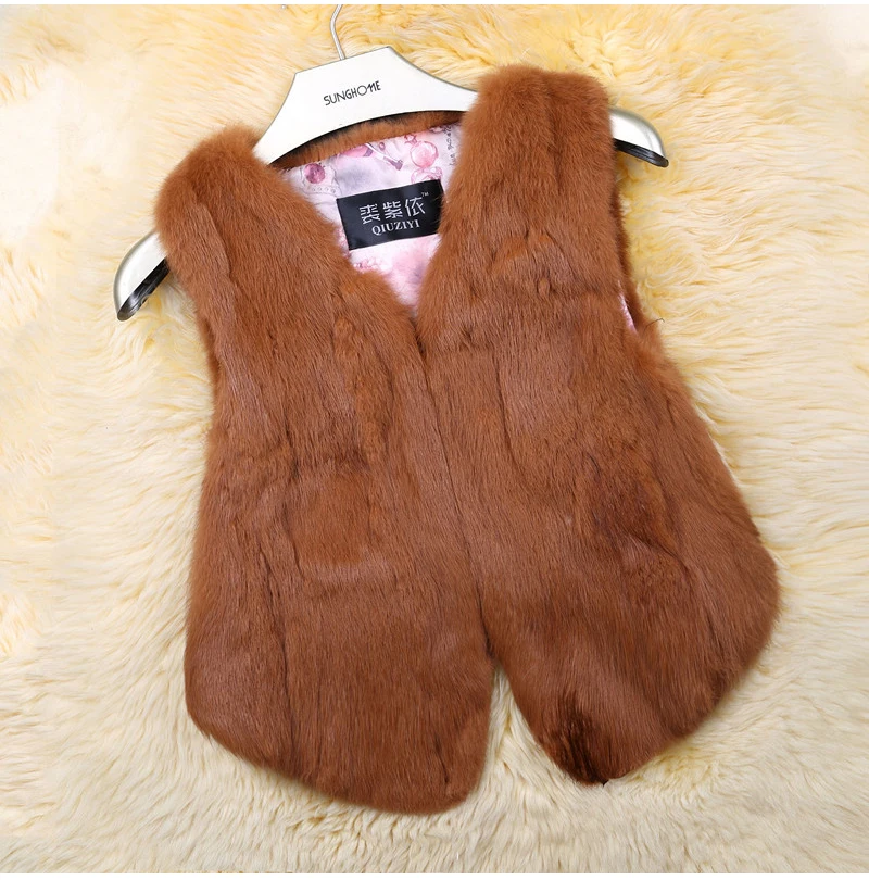 2026 Hot Sale Women Real Genuine Rabbit Fur Vest Fashion 100% Real Rabbit Fur Gilet Lady Real Rabbit Fur Short Sleeveless Coat
