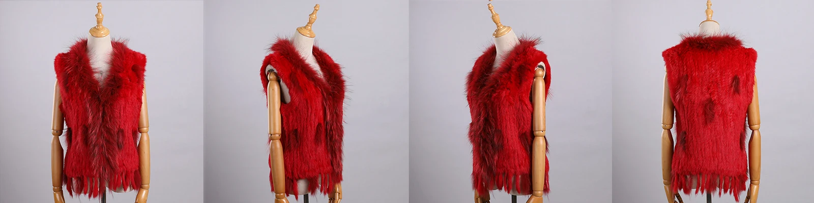 Luxury Women's Genuine Premium Long Hair Rabbit Fur Knit Vest Raccoon Fur Trim Gilet Lady Sleeveless Waistcoat Real Fur Jacket