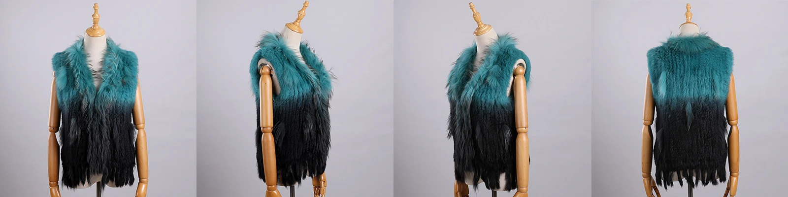 Luxury Women's Genuine Premium Long Hair Rabbit Fur Knit Vest Raccoon Fur Trim Gilet Lady Sleeveless Waistcoat Real Fur Jacket