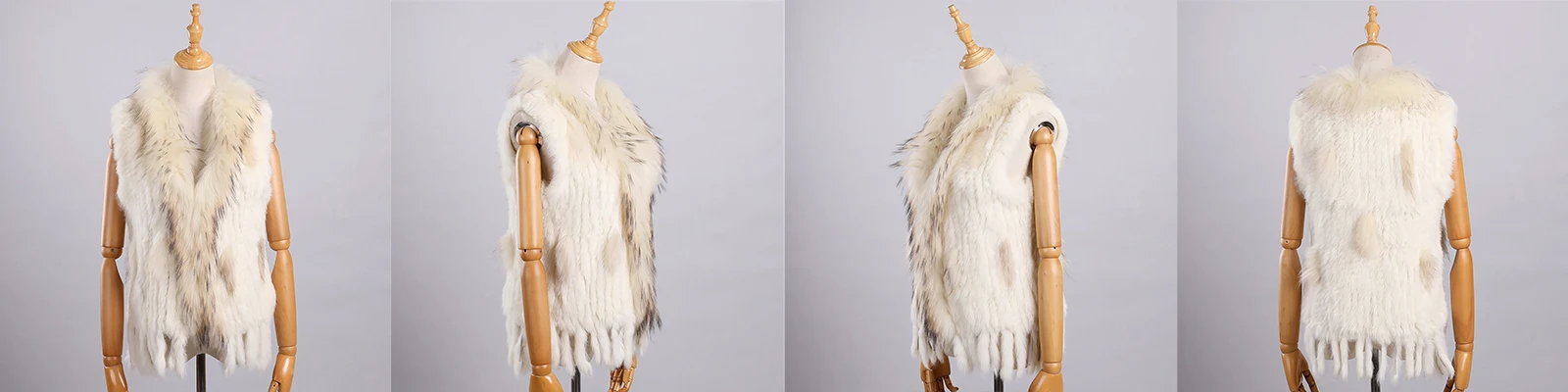 Luxury Women's Genuine Premium Long Hair Rabbit Fur Knit Vest Raccoon Fur Trim Gilet Lady Sleeveless Waistcoat Real Fur Jacket